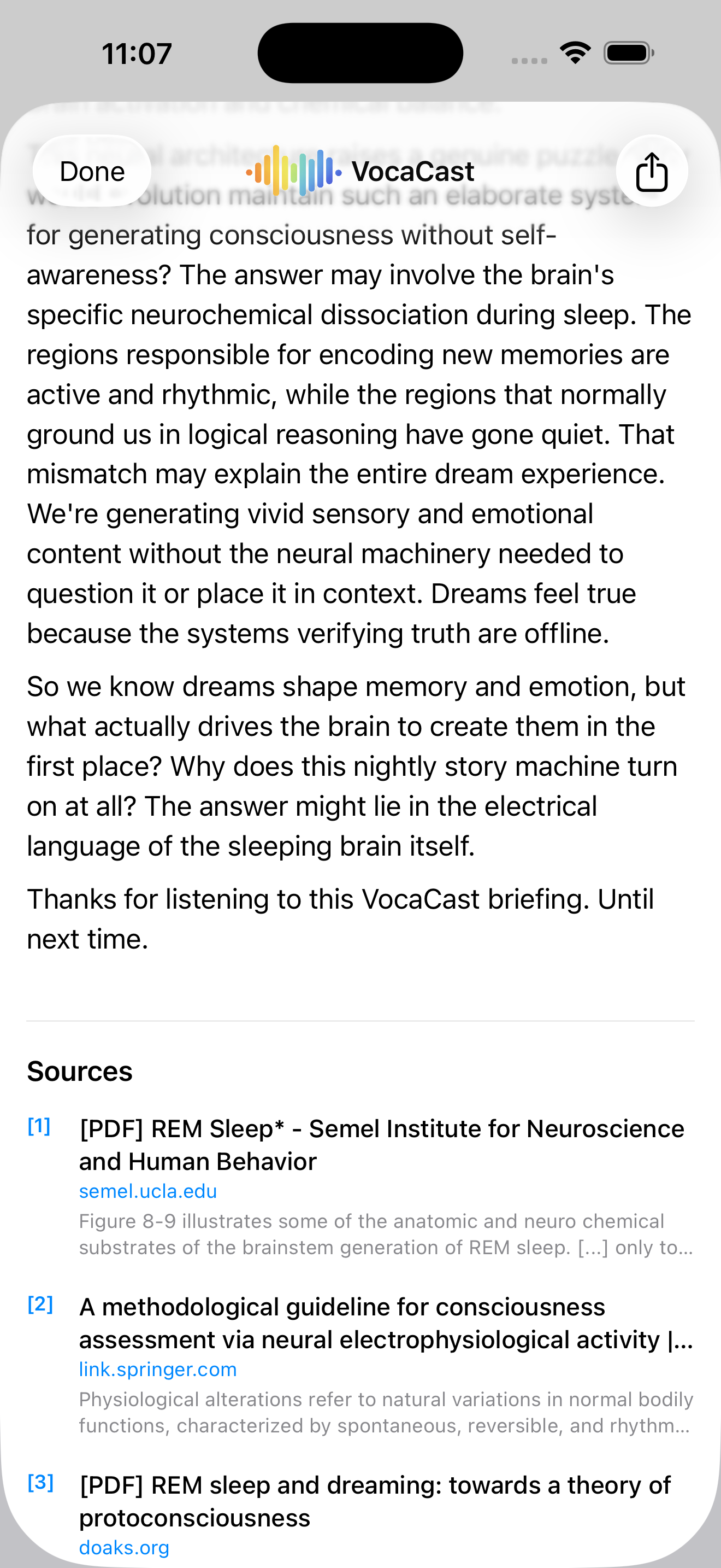 VocaCast app — cited sources